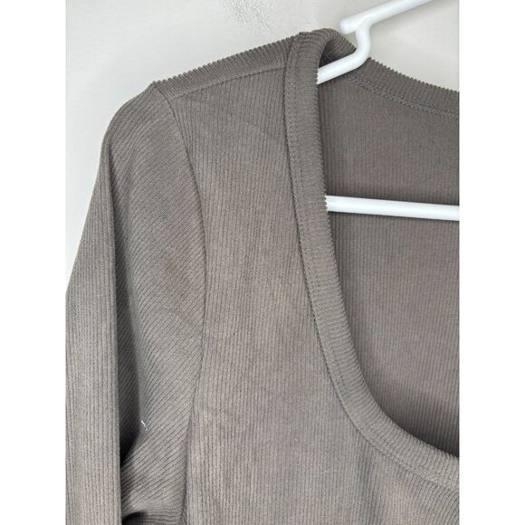 WILD FABLE NEW Ribbed Cropped Top Womens XL Tan/Gray Long Sleeve - Picture 3 of 7